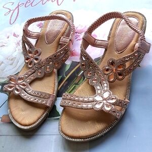 Rose gold bling sandals size 7